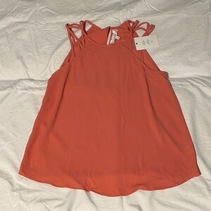 Pink Rose Vibrant Coral Sleeveless Blouse